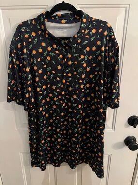 Men's Black Polo with Orange Fruit Print